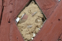 Hornburg: Hopfenspeicher, Gefachfüllung mit eingearbeiteten Keramikscherben
